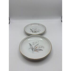 Kaysons Golden Rhapsody Fine China Butter Pats Set of 2 Lily of the Valley Japan